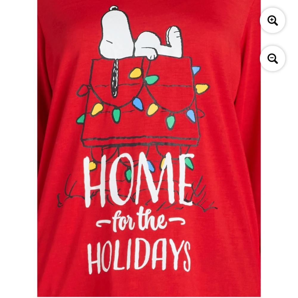 Peanuts Snoopy Women’s Home For The Holidays Pajama Set Size XL NWT - Picture 7 of 11